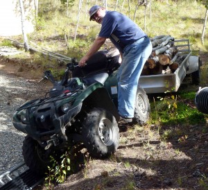 Jerry getting a load of firewood out of The Nook