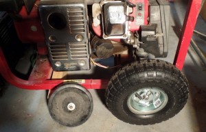 Old wheel (left) and new wheel (right) on generator