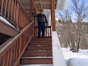 Jerry on Chipmunk Place cabin's steps