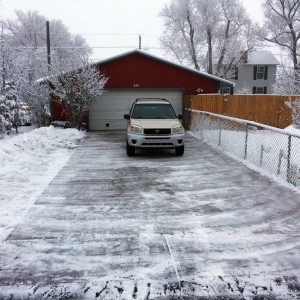 Driveway after removing snow